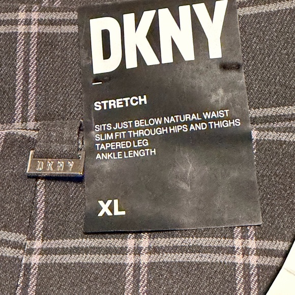 Women’s DKNY Plaid Trousers in Black and Gray XL Stretch - Picture 4 of 7
